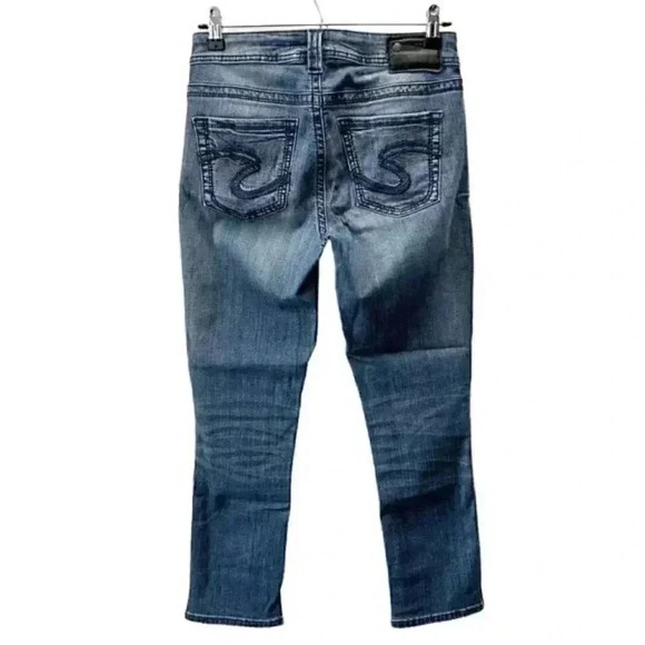 Silver Skinny Jeans Aiko High Capri Ankle Crop Mid Blue Denim Size 26 - Picture 2 of 16